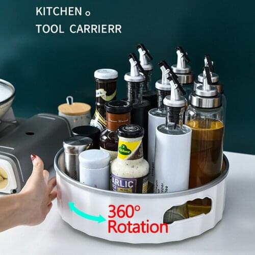 360 Rotation Fruit Tray Storage Box Desk Organizer Makeup Organizers Rolling Tray Kitchen Seasoning Bottle Storage Containers