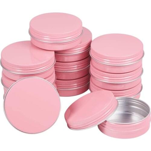 50pcs 60g 2oz Pink Cosmetics Container Empty Lip Balm Tins Refillable Small Cosmetic Pots for Cream, Powder, Makeup Storage