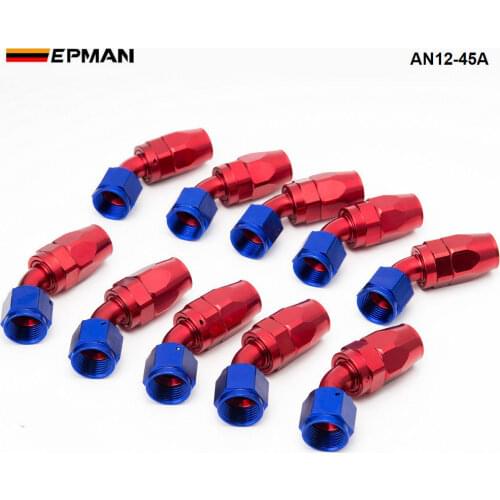 10pcs /set 45 Degree AN12 Aluminum Oil cooler Hose Fitting Hose End Fuel Push-On Hose End fittings Adaptor AN12-45A
