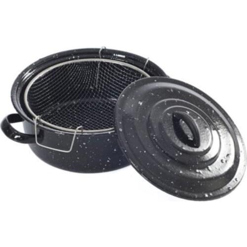 Black Fry Pot With Cap Deep Fryer 25 Cm