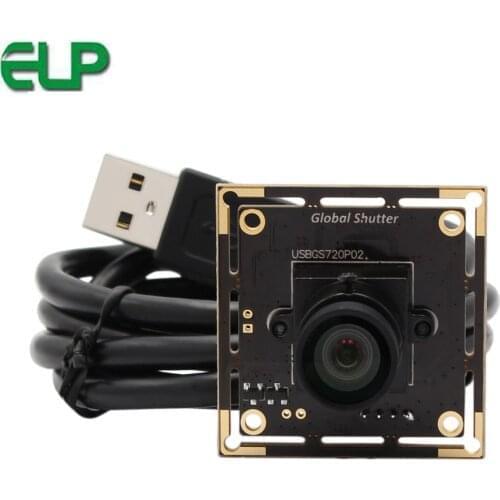 ELP Global Shutter High Speed 60fps 720P monochrome usb camera module wide angle with fisheye lens