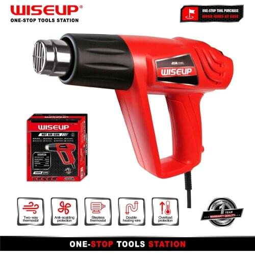 WISEUP 2000W Temperatures Adjustable Heat Gun Variable 2 Temperature Industrial Hot Air Gun Shrink Wrapping Thermal Power Tool