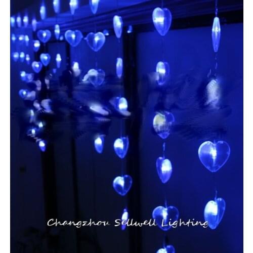 GOOD!LED holiday lighting hotel entrance decoration 90 pcs blue shape of heart bead curtain lamp H145