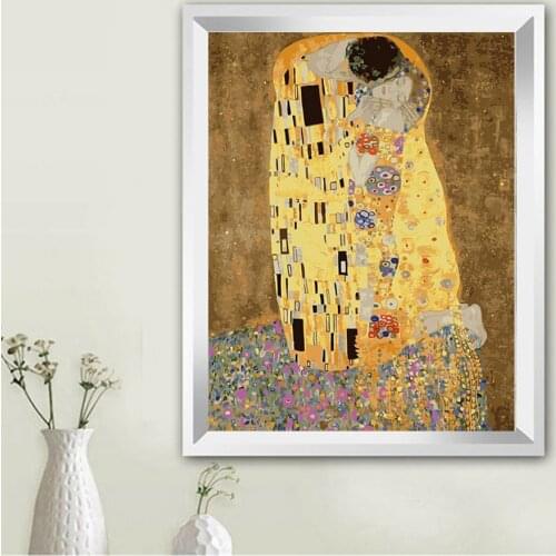 Klimt & Kiss - Abstract oil painting wall art cuadros decoracion picture painting by numbers on canvas Modular pictures TF06