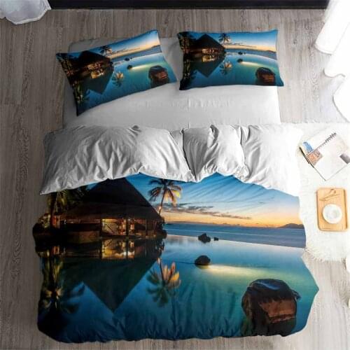 HELENGILI 3D Bedding Set Beach holiday scenery Print Duvet cover set bedclothes with pillowcase bed set home Textiles