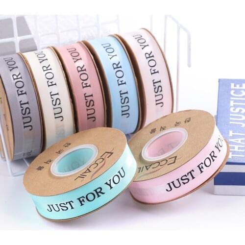 1inch 25mm JUST FOR YOU Letter Printed Grosgrain Ribbons Birthday Party Wedding Gift Box Decoration DIY Flower Wrapping Ribbons