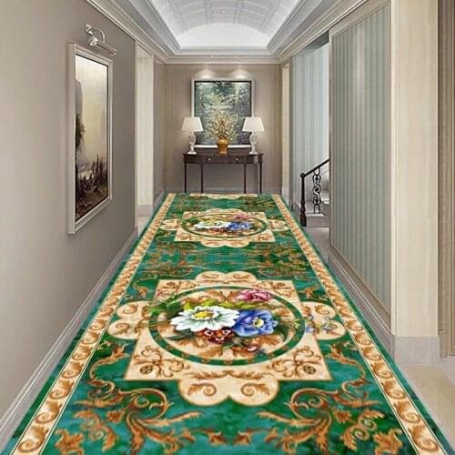 National Style Flower Corridor Bedroom Kitchen Rugs Decor Floor Area Rug Doormat Non-slip Flannel Home Living Room Carpets Mat