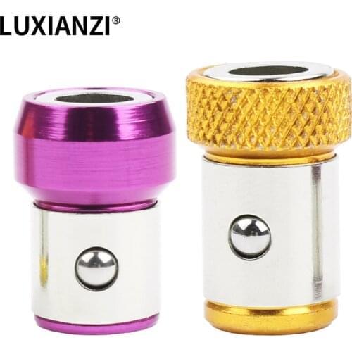 LUXIANZI 6.35mm Universal Magnetic Ring Aluminum Alloy Magnetic Ring Screwdriver Bits Lockable Thicken Strong Magnetizer Ring