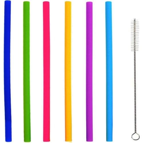 Reusable Silicone Drinking StrawsCleaning Brush BPA Free Rough/Fine Flexible Straws for 20/30 OZ Tumblersu