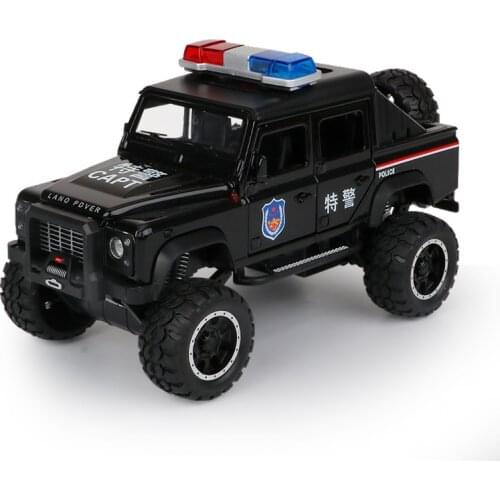 1:32 Simulation Defender Off-road Pickup Alloy Police Car Model Childrens Armed Police Special Police Toy Car for children gift