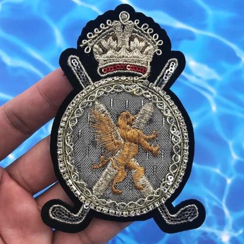 Fashion Mini Crown lion Rhinestone Beaded Patches Sew on Patch for Clothes Beads Applique Cute Patch