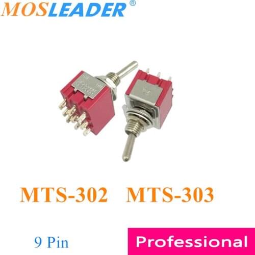 Mosleader 100pcs MTS-302 MTS-303 ON-OFF ON-OFF-ON DIP9 9P 9 Pin Mini Red Toggle switch Rocker switch