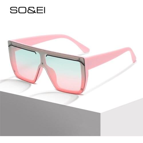 SO&EI Fashion Oversized Square Sunglasses Women Vintage Gradient One Piece Lens Eyewear Men Nails Sun Glasses Shades UV400