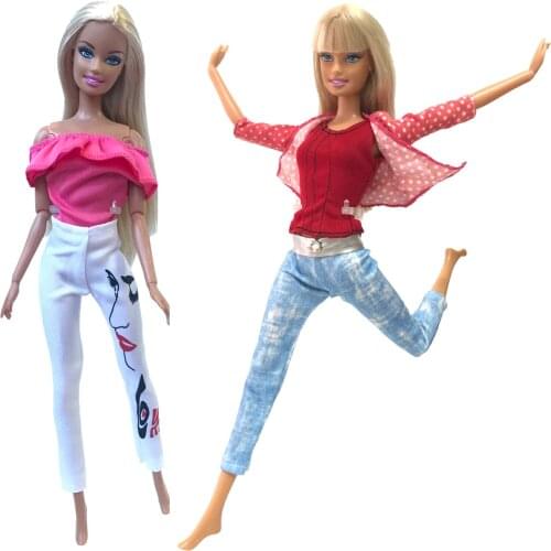 NK Newest Two-piece Fashion Doll Daily Trousers Suit Noble Dress For Barbie Doll Accessories Best Child Girl Gift 257B 7X