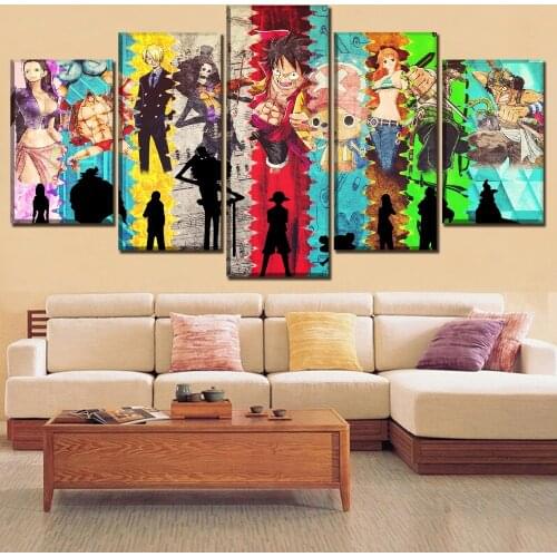 Wall Art Abstract Painting Canvas Print Picture Home Decor Frame 5 Pieces Artistic Anime One Piece Character For Bedroom Poster