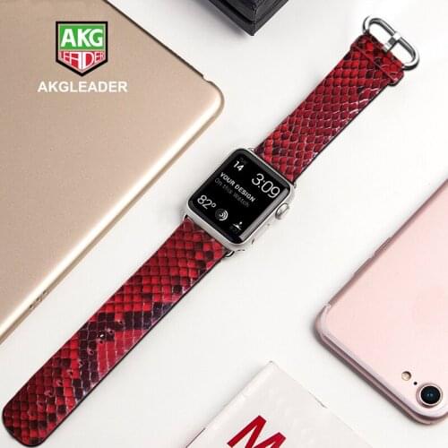 Newest Watch Band For Apple Watch Series 4 44mm Genuine Snake Skin Leather Strap For Apple Series 1 2 3 Watchband iWatch 38-42mm
