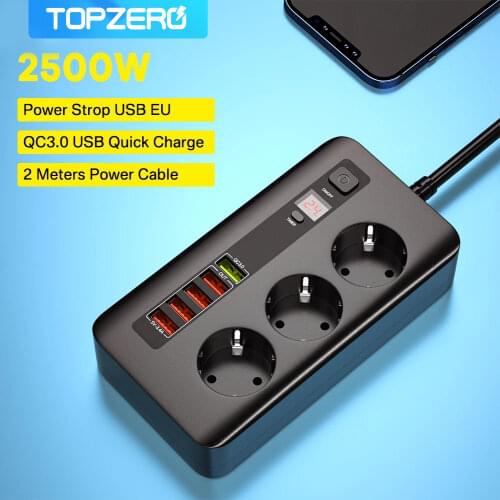 2500W Quick Charge 3.0 Timer Socket Smart Home Power Strip For Home Office Surge Protector Smart Socket With 5 USB Port Charger