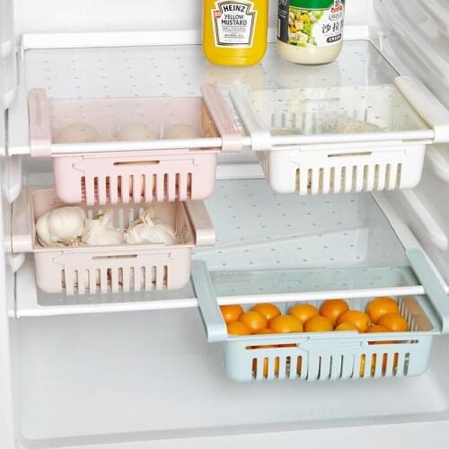 Adjustable Stretchable Refrigerator Organizer Drawer Basket Refrigerator Pull-out Drawers Fresh Spacer Layer Storage Rack
