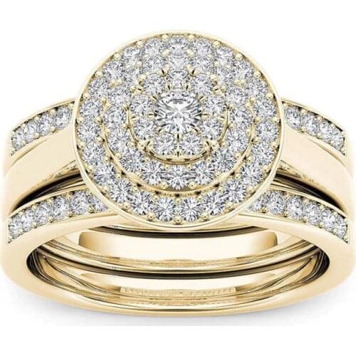 Luxury Crystal Female Big Zircon Stone Ring Set Fashion Bridal Wedding Rings For Women Promise Love Engagement Ring