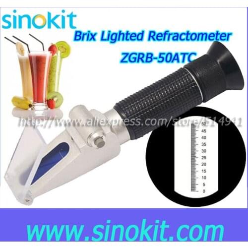 Hand-held Cheaper LED Lighted 0-50%Brix Refractometer - ZGRB-50ATC