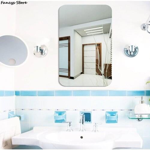 Silver Copper Acrylic Oval Rectangle Mirror Sticker Bathroom Bedroom Decoration Wall Sticker-20*30CM Mirror Wall Sticker Home