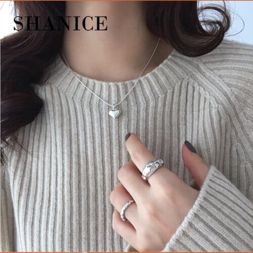 SHANICE S925 sterling silver Carved Necklace For Women Love Heart Snake Bone Chain Pendant Necklaces Boho Jewelry Sweet Gift