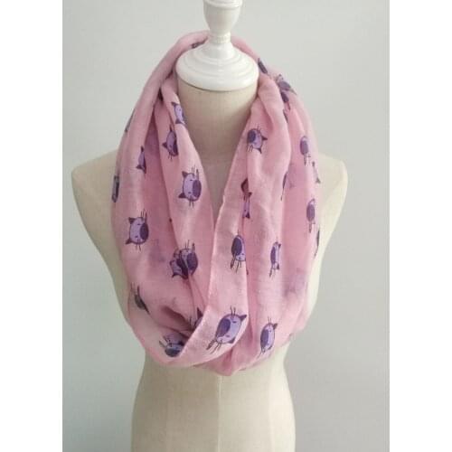 2017 Fashion Cute Cat Head Print Scarves Animal Print Loop Infinity Scarf Shawls Free Shipping