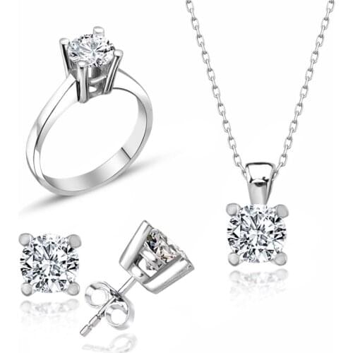 Certified Swarovski Engagement Classic 925 Silver Set Suit