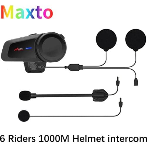 Maxto M2 Waterproof 1000M Universal Motorcycle for Full/Half Face Bluetooth 5.0 FM MP3 Helmet Casco Group Moto Intercom Headset