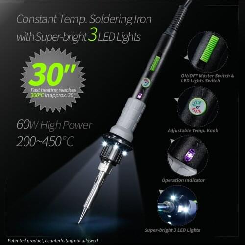 YIHUA947-V Lead Free Solder Electric Soldering Iron With Working Light For DIY Temperature Soldering Iron Repair