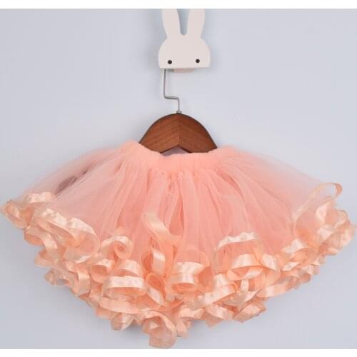 Peach Fluffy Ribbon Tutu Skirt Baby Girl 1st Birthday Party Tutus Kids Dance Costume Cake Smash Newborn Infant Photo Props