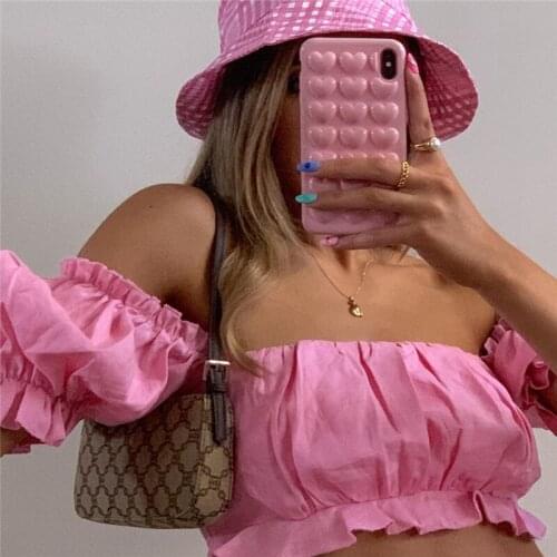2020 Women Blouses Sexy Tanks Top Summer Ruffles Puff Sleeve Backless Crop Tops Feminino Ladies Elastic Shirt Vest