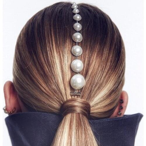 Fashion Tassel Imitation Pearl Hair Comb Barrette Hair Accessories for Women Metal Gold Head Chain Tiara Jewelry Party Headwear