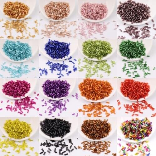 10g/Pack 2x4mm and 2x6mm Silver-Lined Glass Seed Bugles Beads 12/0 Straight Glass Bugle Tube For Women Garments Sewing Accessory