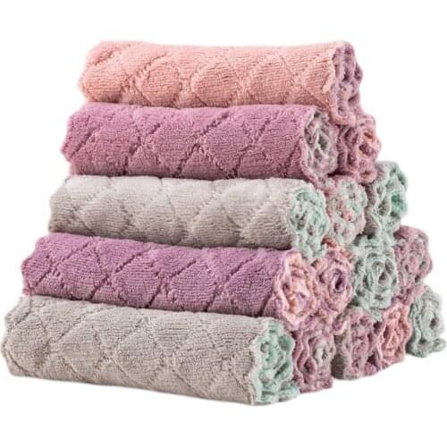 8Pcs Microfiber Kitchen Towel Absorbent Dish Cloth Non-Stick Oil Washing Kitchen Rag Household Tableware Cleaning Wiping Tools