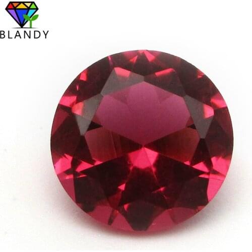 Rose Red Stone 3.0-14mm Round Shape Machine Cut Rose Red Glass Beads 6mm 8mm 10mm Loose Synthetic Gems Stone For Jewelry