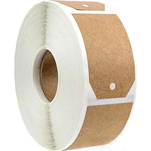 300 Tags/Roll Natural Brown Kraft Paper Kitchen Label Food Adhesive Stickers Paper Label Self Bottle Blank Sticker For Gift E0A4
