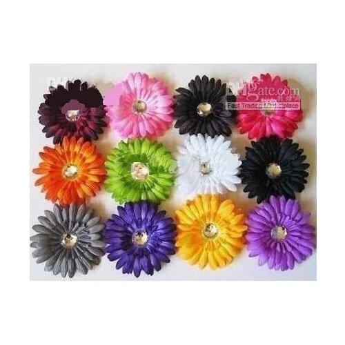 360pcs 4 Inch Baby Crystal Flower Hair Bow Clip 4'' Girl Gerbera Flowers 4Inch Hair Clips