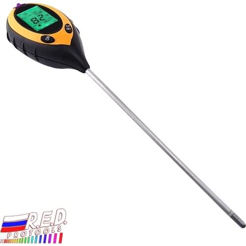 4 in 1 Digital pH Meter measure Soil PH/ Temperature / Moisture / Sunlight Tester with Backlight