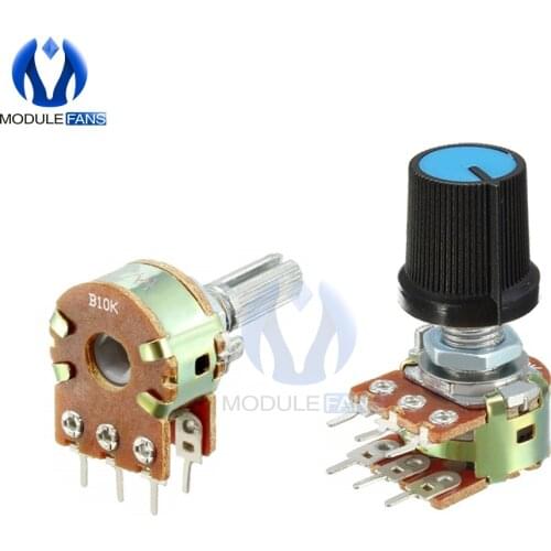 5PCS B1K B2K B5K B10K B20K B50K B100K B250K B500K B1M Potentiometer Resistor Linear Taper Rotary Cap Knob Ohm Diy Electronic