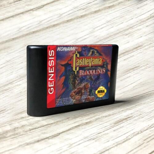 Castlevania Bloodlines - USA Label Flashkit MD Electroless Gold PCB Card for Sega Genesis Megadrive Video Game Console