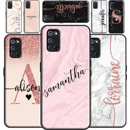 Custom Name Initials Rose Gold marble Case For OPPO A91 A83 A3S A5S A1K A52 A72 A31 A53 A5 A9 2020 Find X3 Pro F5 F7 A15 Cover