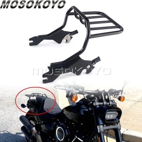 Black Motorcycle Detachable Two-up Luggage Rack for Harley Steel 2-Up Racks Softail Fat Bob 114 FXFBS 2018-2020 FXFB 18-19