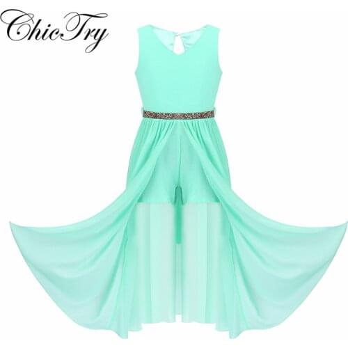 Children Girls Kids Latin Dance Dress Gymnastics Leotard for Girls Irregular Hem Latin Dance Costume Lyrical Performance Dress