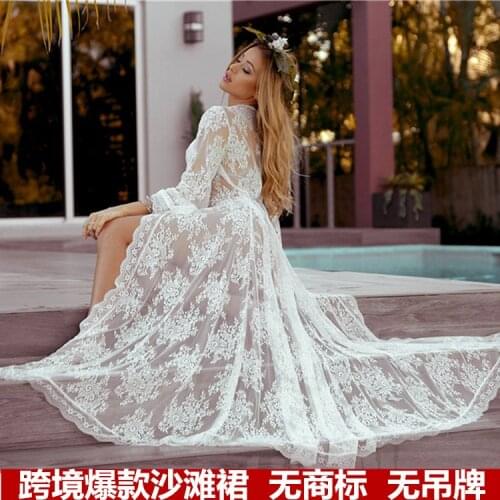 Europe and the United States the new wave of lace lace loose sun beach holiday outfit swimsuit plus cardigan of the dress smock