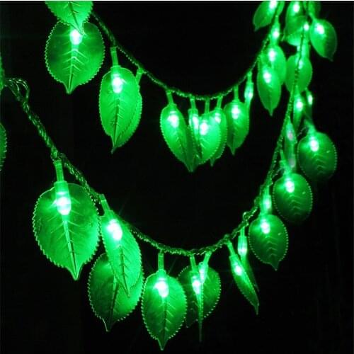 10M 100 LED Green Leaf Christmas Fairy Light Wedding Party Holiday Fairy Garland String Light For Garden Villa Backyard Patio
