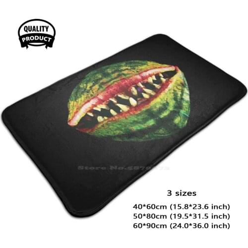 Halloween Horror - Audrey 2 Watercolor Soft House Family Anti-Slip Mat Rug Carpet Green Red Lips Black Audrey 2 Audrey Ii