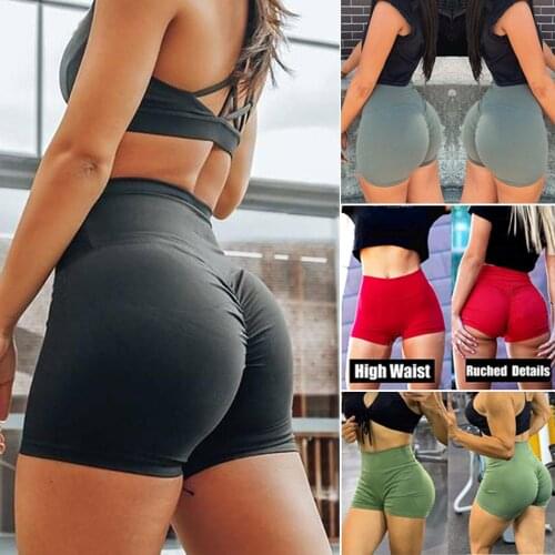 KIWI RATA Womens Gym Yoga Shorts High Waist Tummy Control Push up Running Elastic Shorts Butt Lifting Compression Hot Pants