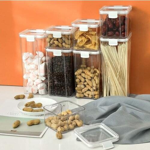 Kitchen sealed cans food storage containers square transparent snacks dried fruit preservation jars grains food storage jars