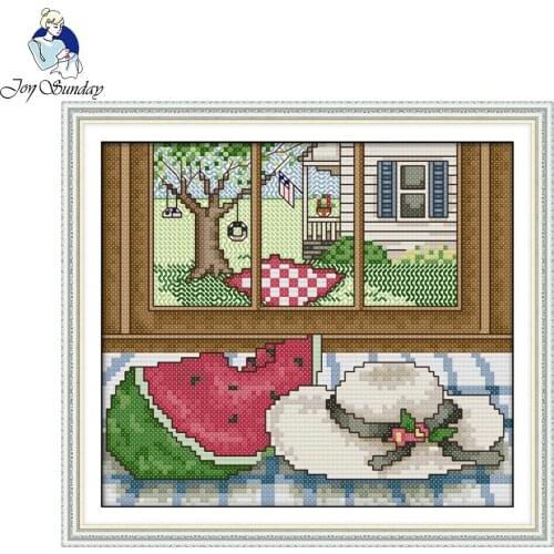 Joy Sunday The summer outside the window Needlework Stitch 11CT14CT Cross Stitch Set For Embroidery Kits Counted Cross-Stitching
